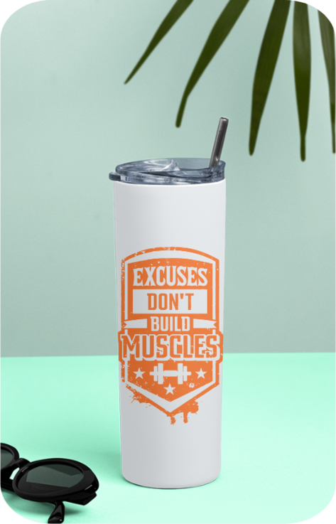 EXCUSES DONT BUILD MUSCLE-Tumbler Bottle