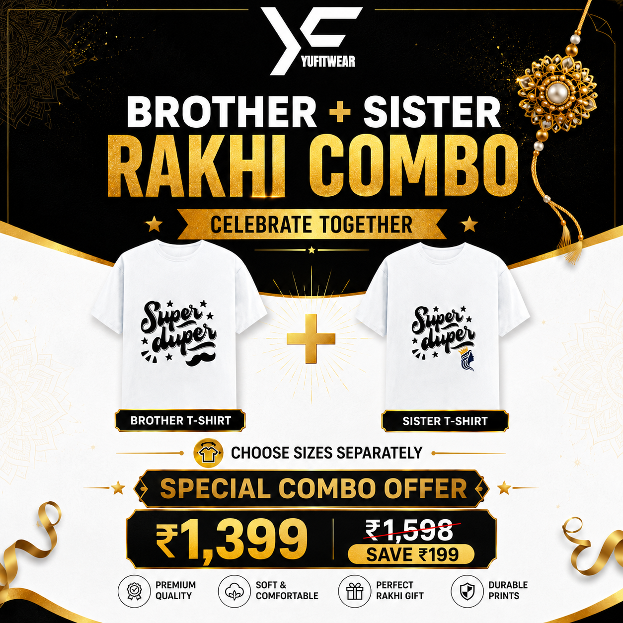 Super Duper Siblings Classic – Brother & Sister Rakhi Combo