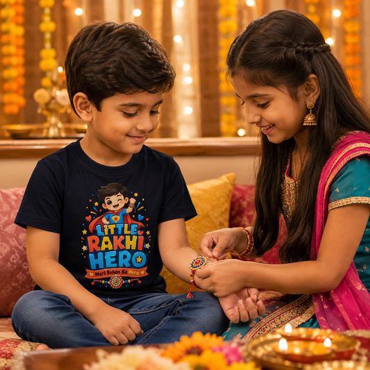 Little Rakhi Hero – Boy’s Crew Neck T-Shirt