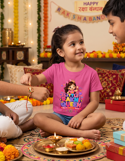 Little Rakhi Queen – Girl’s Crew Neck T-Shirt