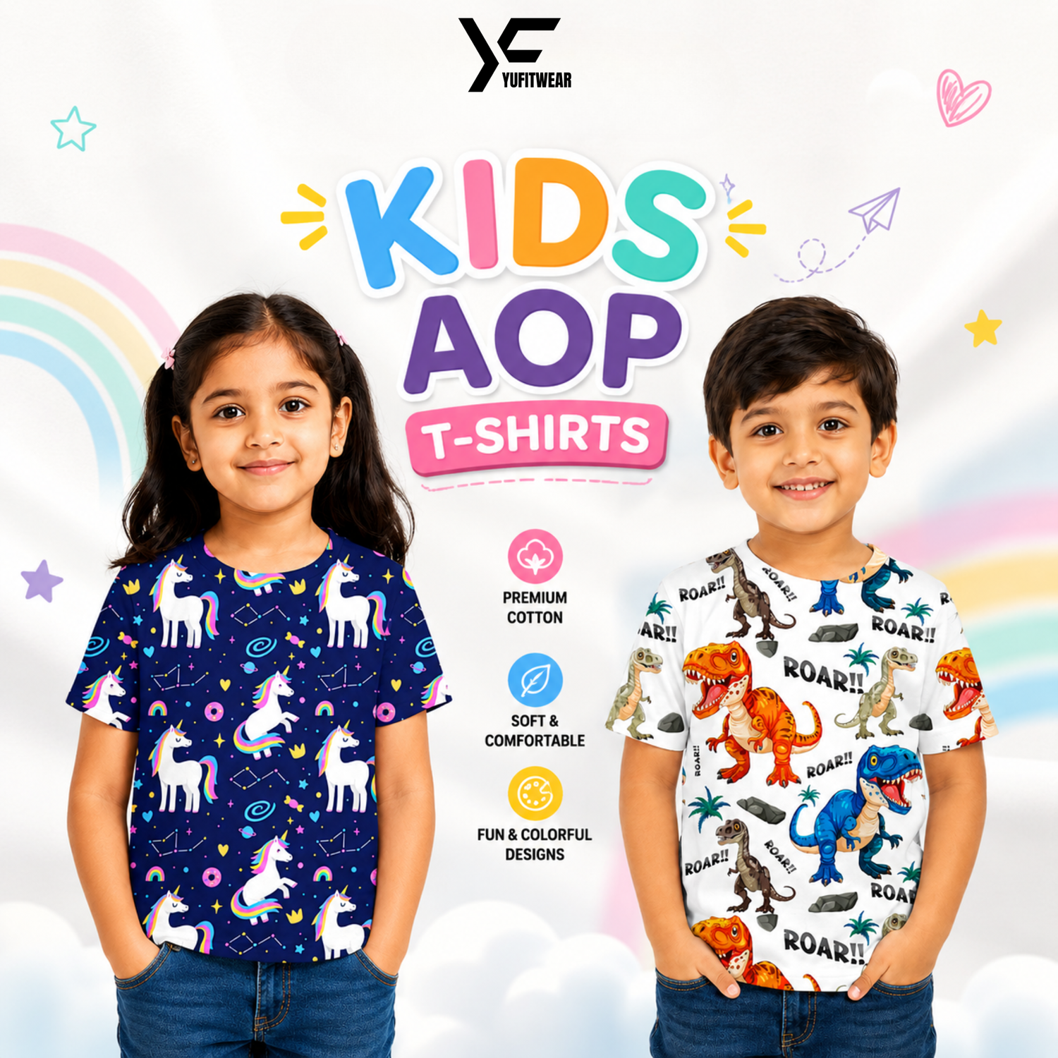 YuFitwear Unisex T-Shirts for Kids India