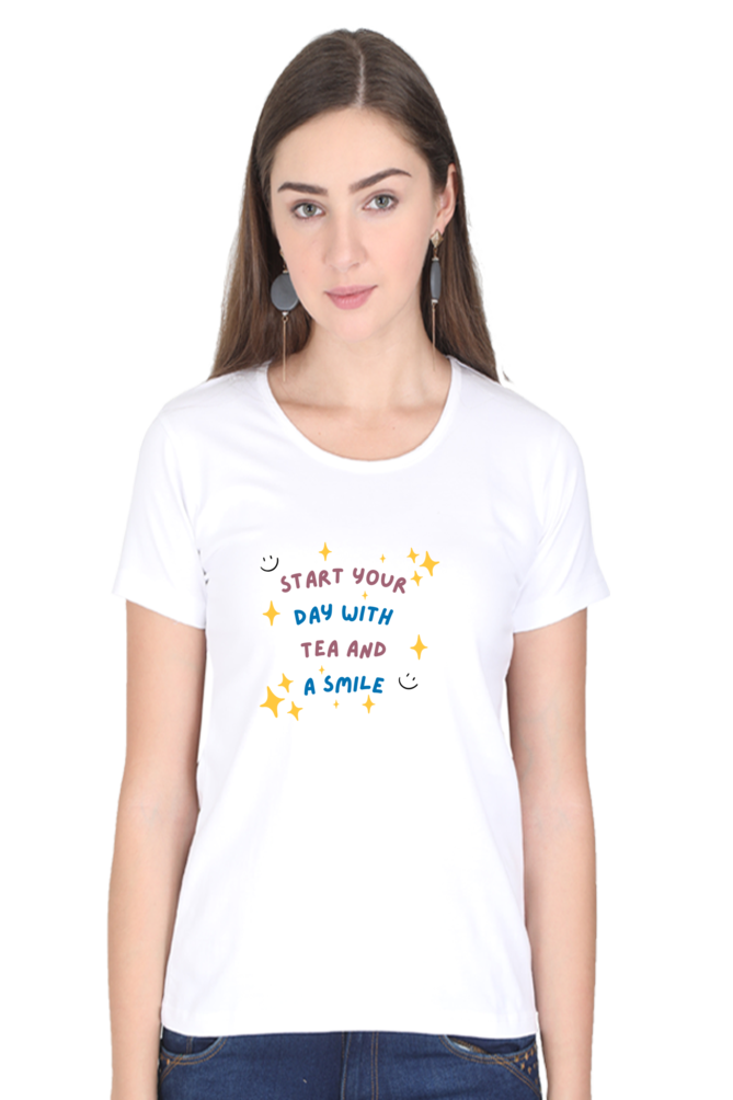 TEA & SMILE-Female Round Neck Half Sleeve Classic