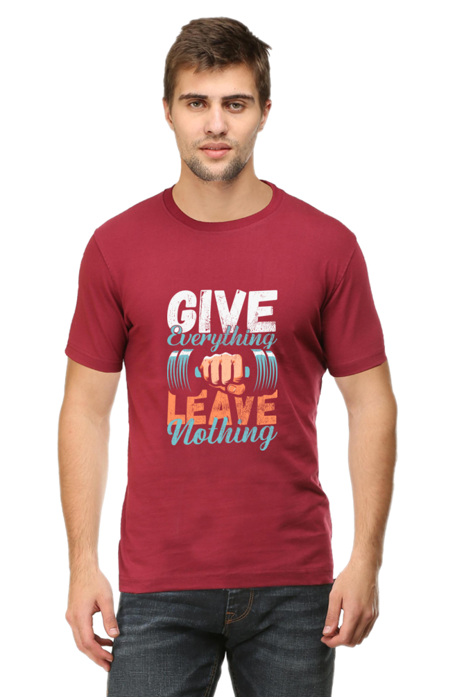 GIVE EVERYTHING LEAVE NOTHING-Male Round Neck Half Sleeve Classic