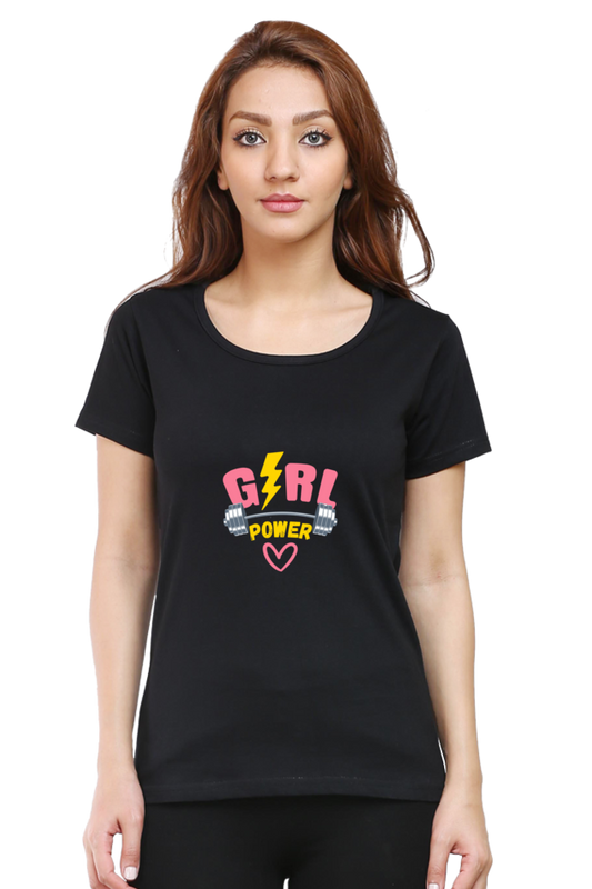 GIRL POWER -Female Round Neck Half Sleeve Classic