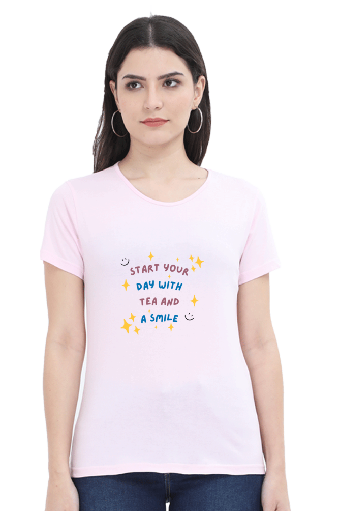 TEA & SMILE-Female Round Neck Half Sleeve Classic