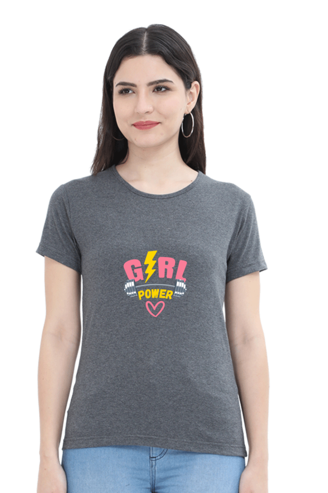 GIRL POWER -Female Round Neck Half Sleeve Classic