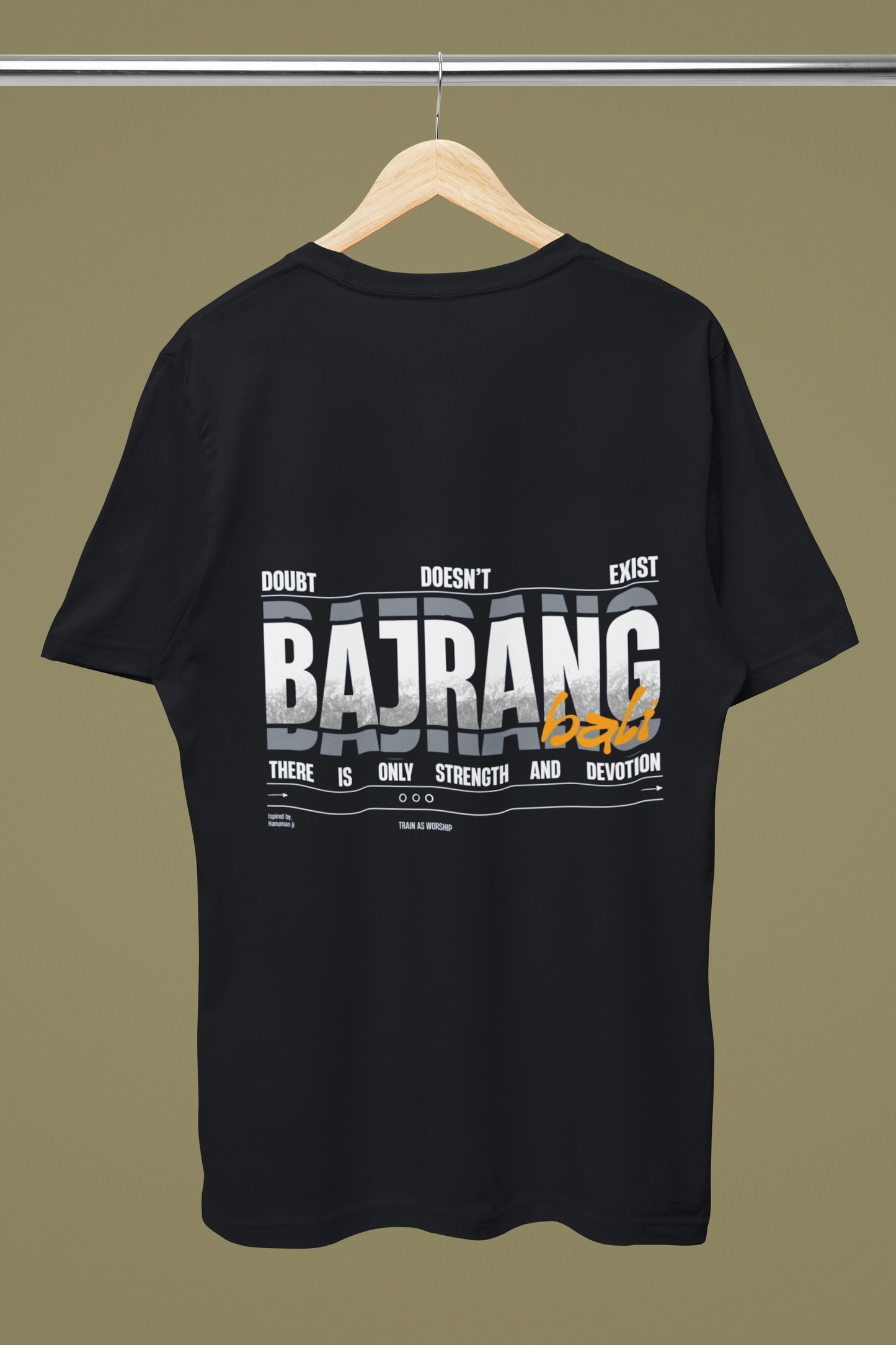 Unisex Classic Crew Black T-Shirt- "BAJRANG"