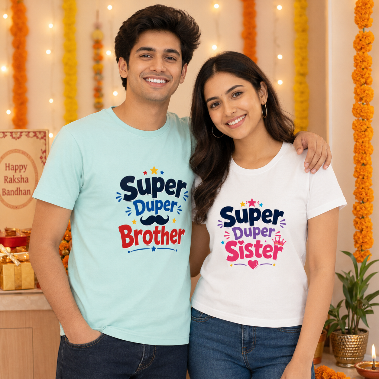 Super Duper Siblings – Brother & Sister Rakhi Combo T-Shirts