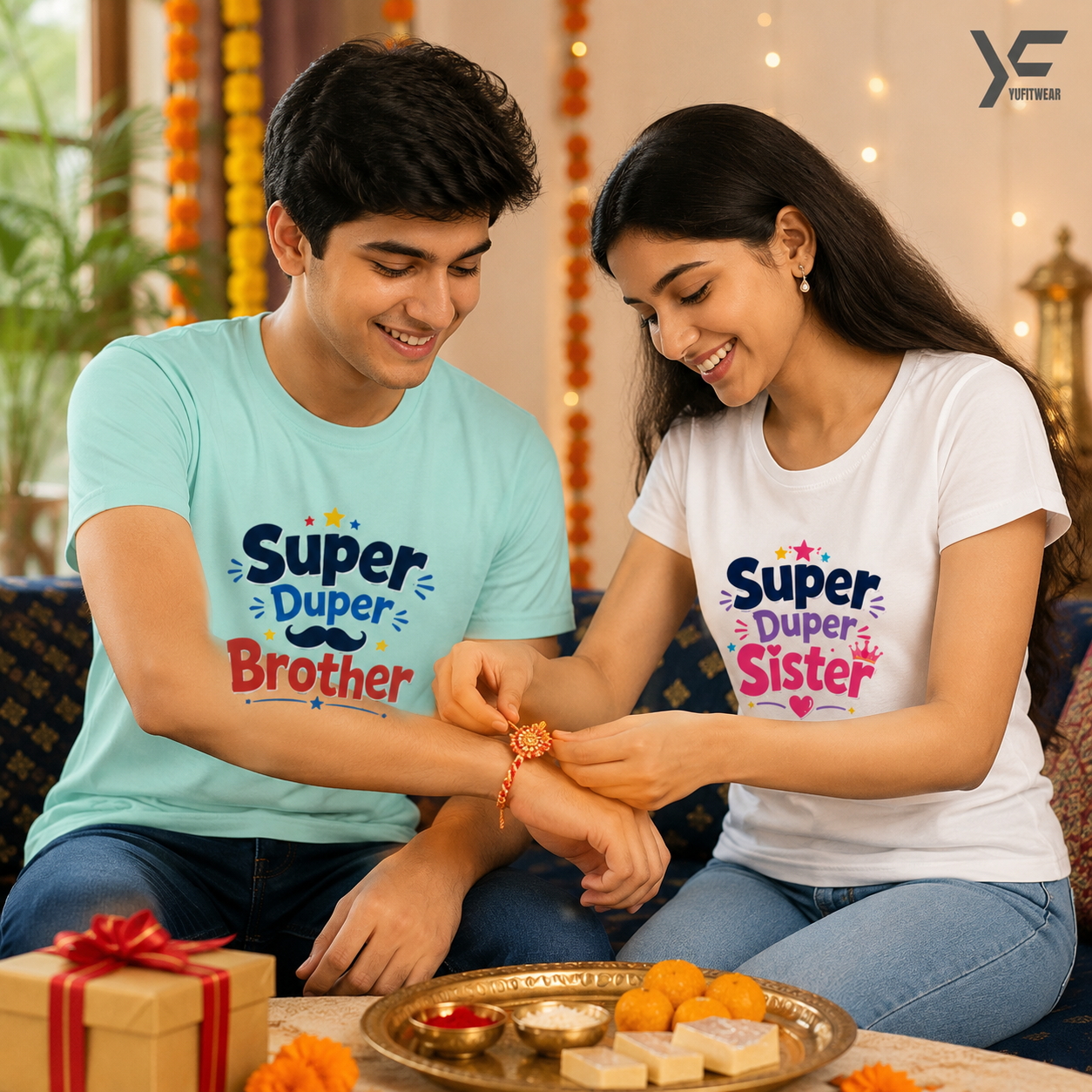 Super Duper Siblings – Brother & Sister Rakhi Combo T-Shirts