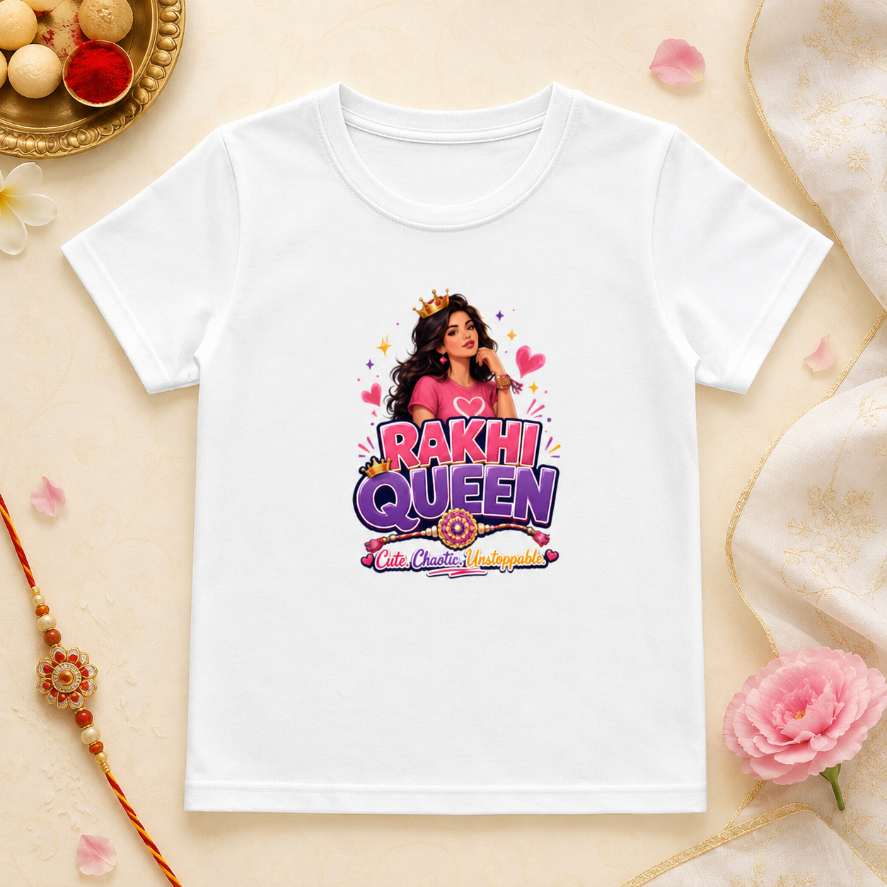 Rakhi Queen – Girl’s Crew Neck Rakhi T-Shirt