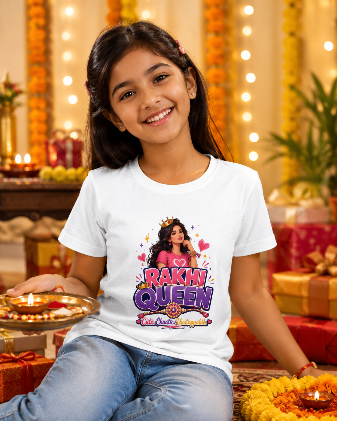 Rakhi Queen – Girl’s Crew Neck Rakhi T-Shirt