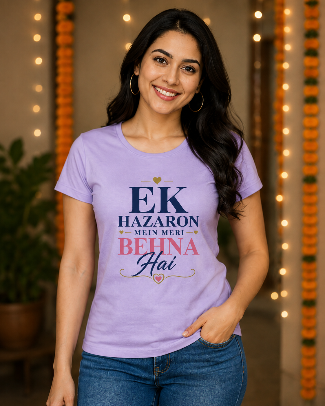 Ek Hazaron Mein Meri Behna Hai – Women’s Crew Neck Rakhi T-Shirt
