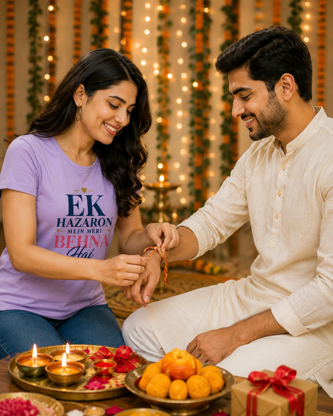 Ek Hazaron Mein Meri Behna Hai – Women’s Crew Neck Rakhi T-Shirt