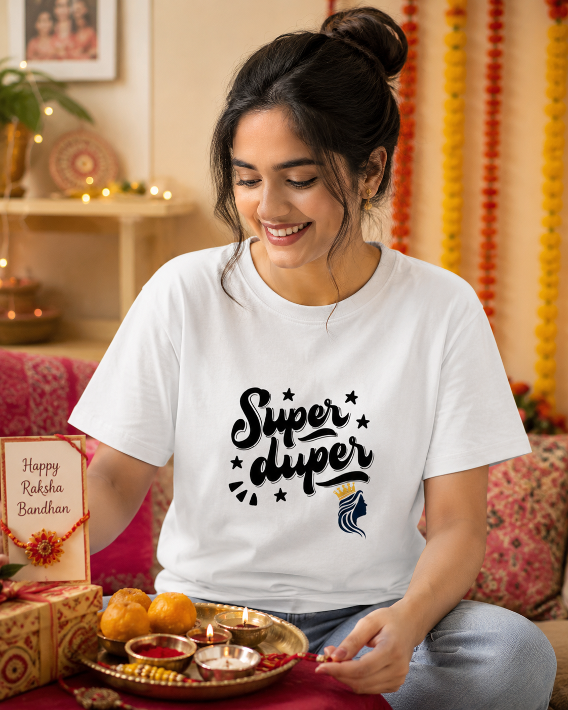 Super Duper Sister Printed T-Shirt for Raksha Bandhan