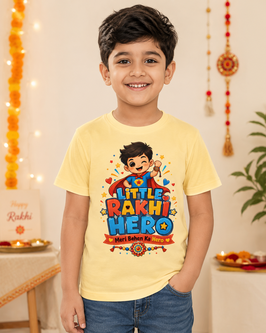 Little Rakhi Hero – Boy’s Crew Neck T-Shirt