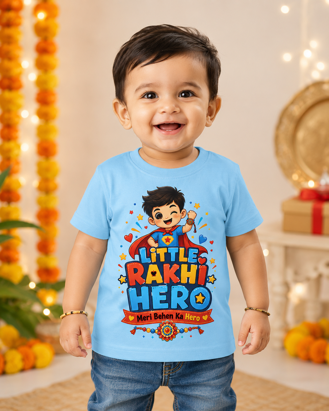 Little Rakhi Hero – Boy’s Crew Neck T-Shirt
