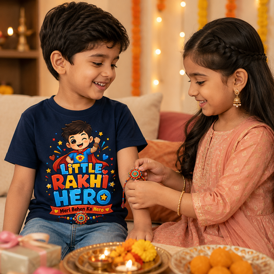 Little Rakhi Hero – Boy’s Crew Neck T-Shirt