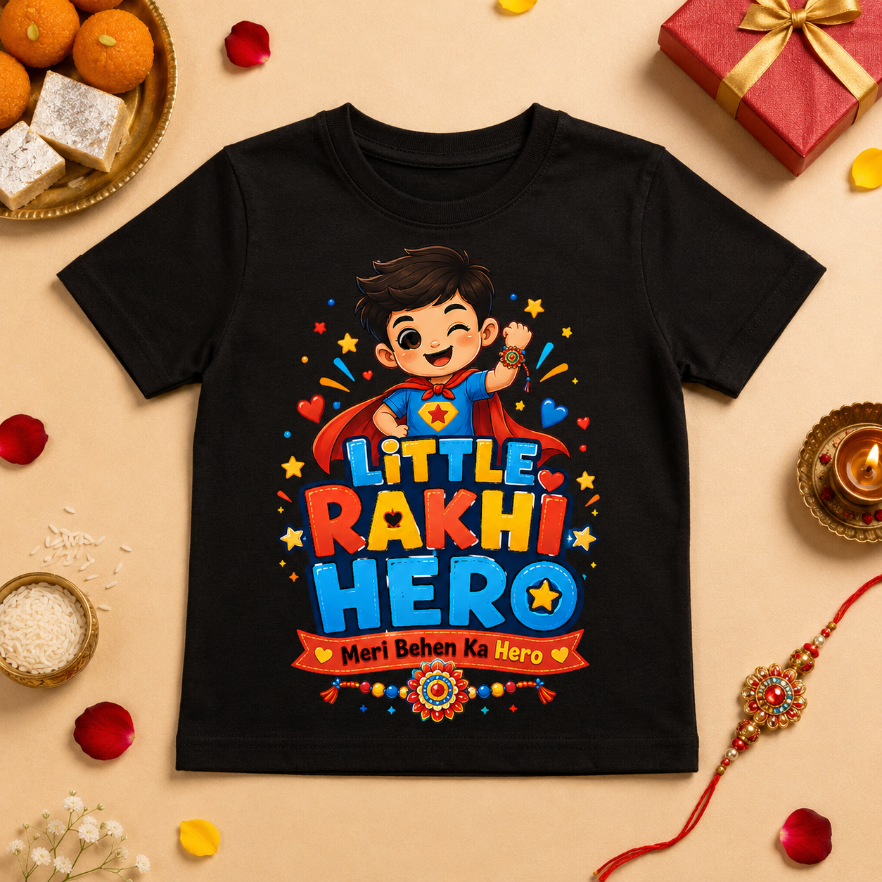 Little Rakhi Hero – Boy’s Crew Neck T-Shirt