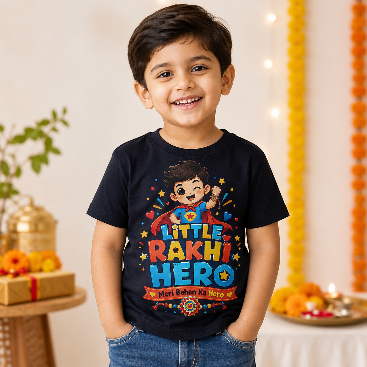 Little Rakhi Hero – Boy’s Crew Neck T-Shirt