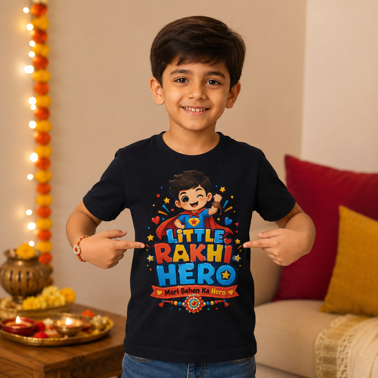 Little Rakhi Hero – Boy’s Crew Neck T-Shirt