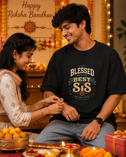 Blessed with the Best Sis – Unisex Oversized Rakhi T-Shirt