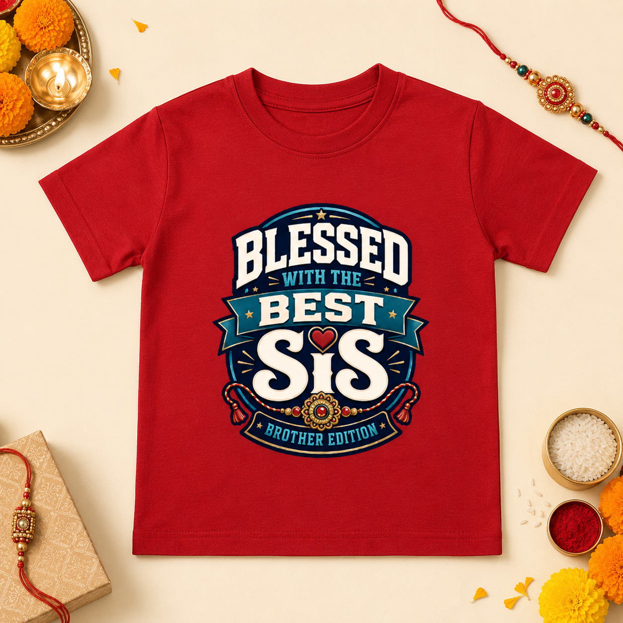 Blessed with the Best Sis - Boy's Crew Neck T-Shirt