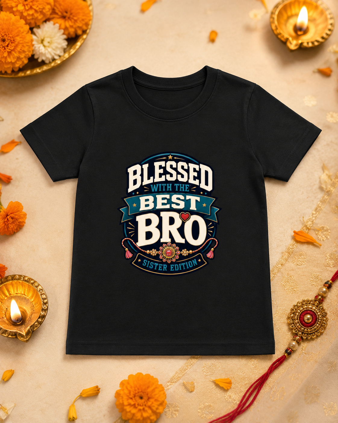 Blessed with the Best Bro – Girl’s Crew Neck Rakhi T-Shirt