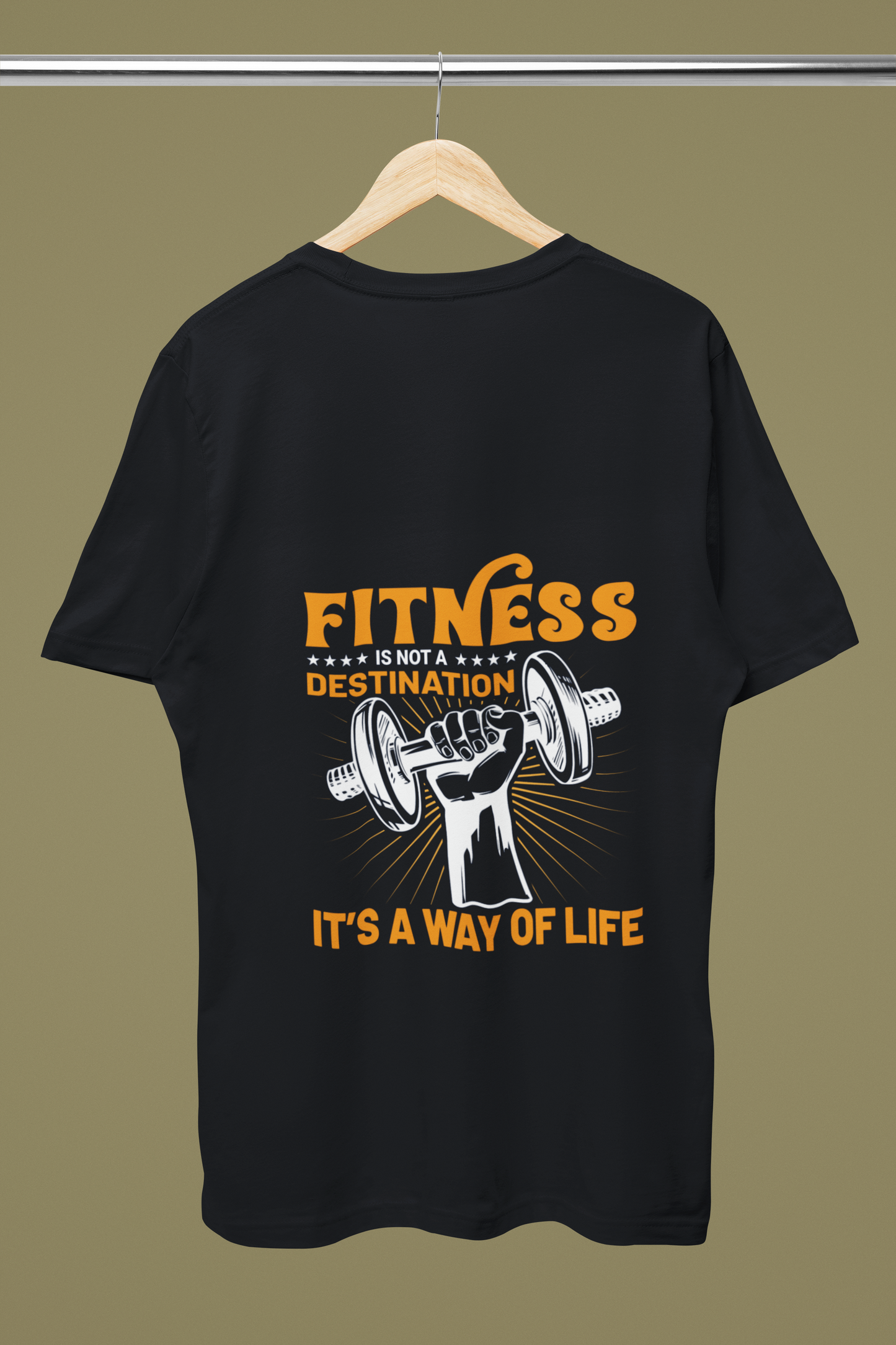 "FITNESS IS NOT A DESTINATION"- Male Round Neck Half Sleeve Classic T-shirt