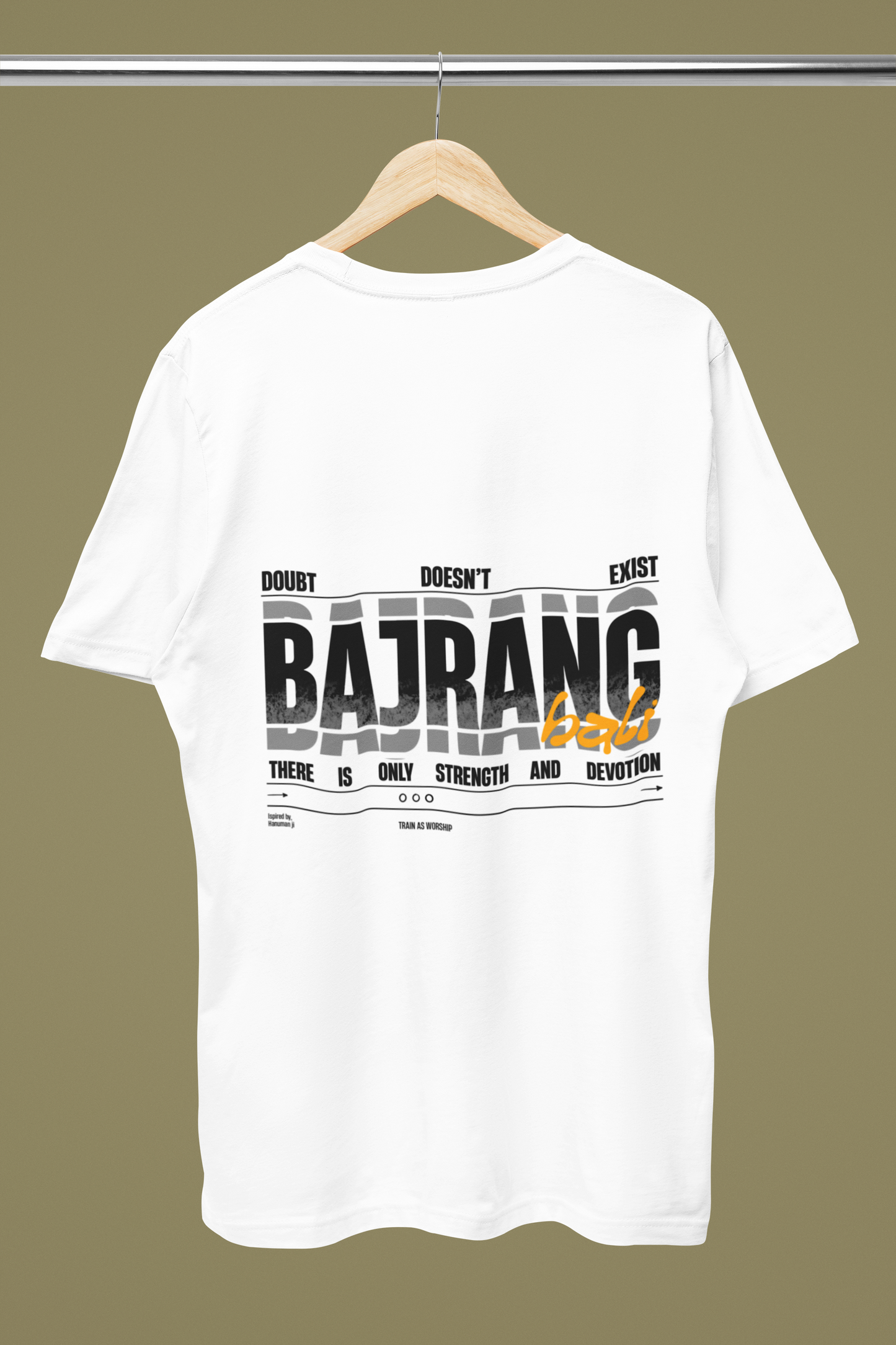 Unisex Classic Crew  White T-Shirt-"BAJRANG"