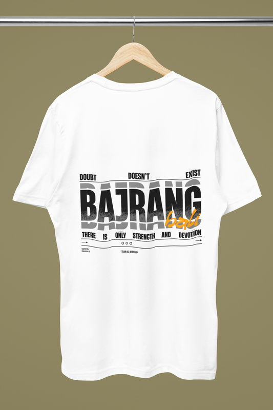 Unisex Classic Crew  White T-Shirt-"BAJRANG"